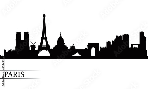 Paris city skyline silhouette background