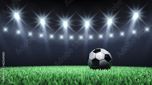 Soccer arena and ball with floodlights Football pitch