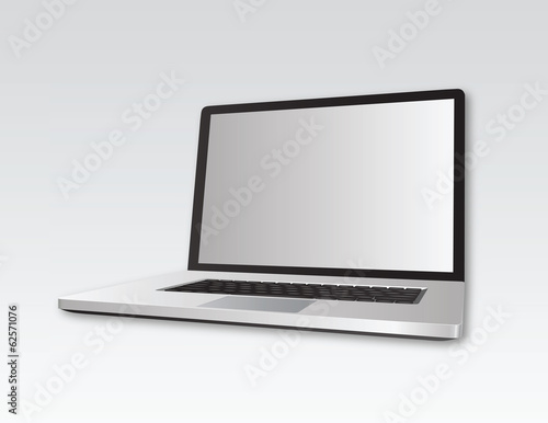 Open laptop on grey background