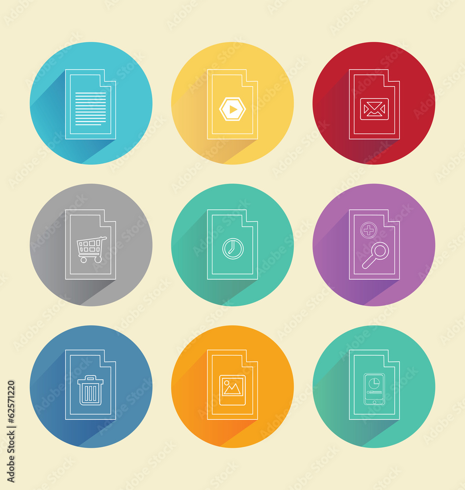 Colourful circles with computing icons