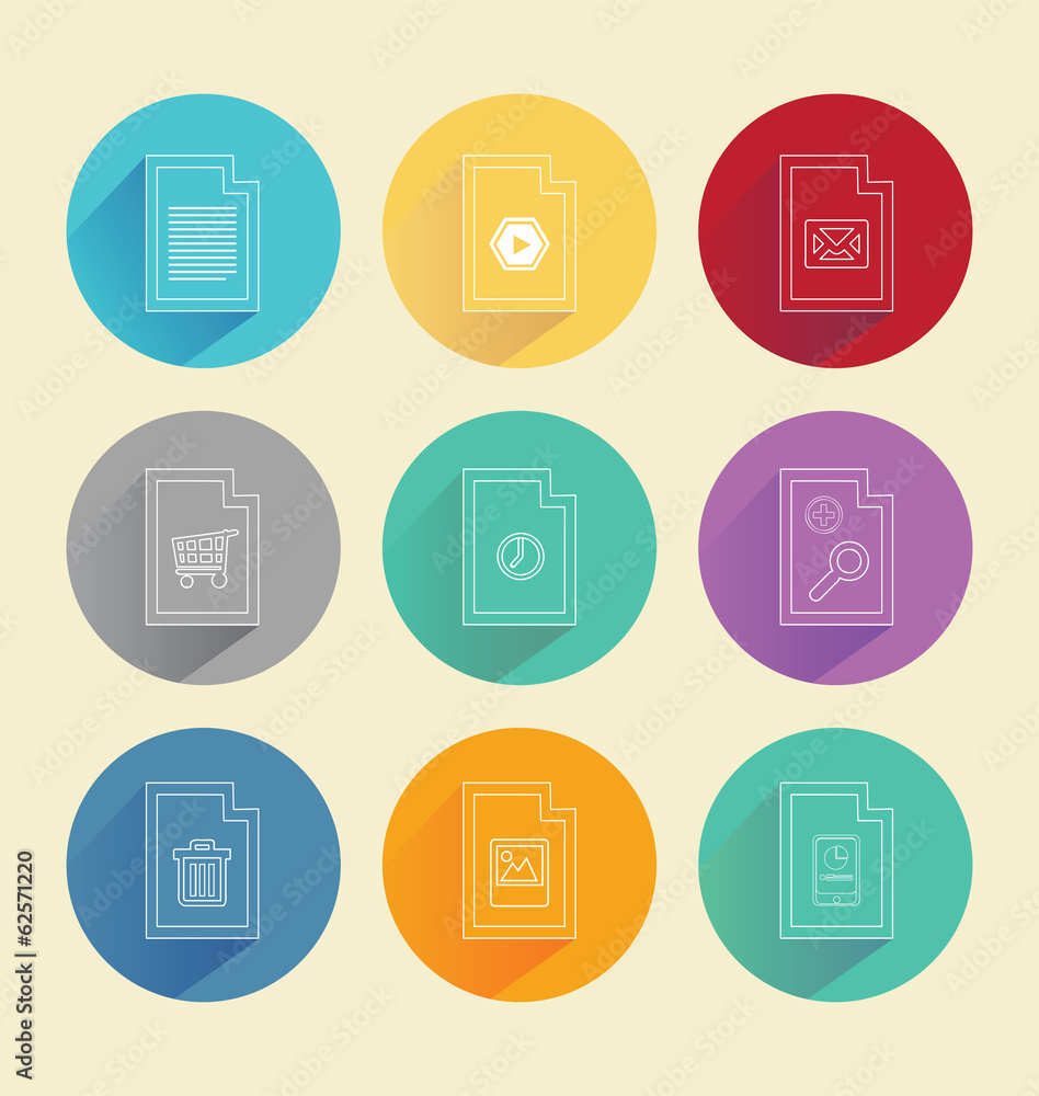 Colourful circles with computing icons Colourful circles with computing icons
