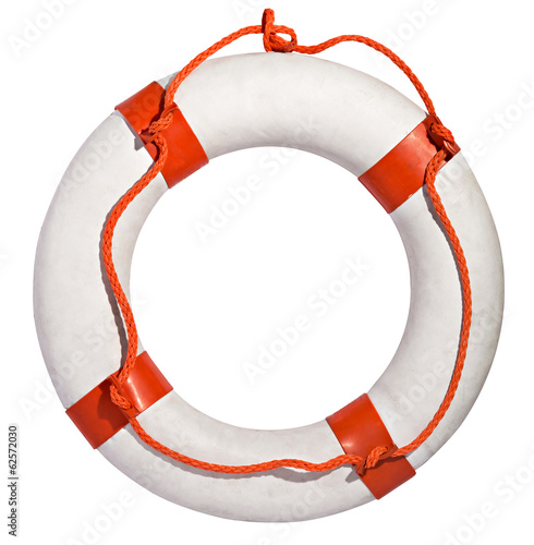 Life preserver with red rope