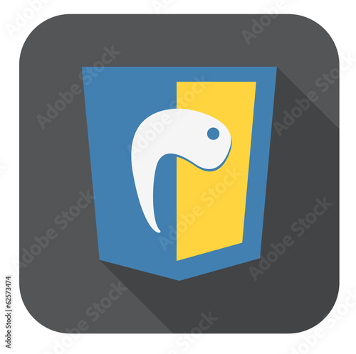 vector round icon - web shield with little snake for python prog
