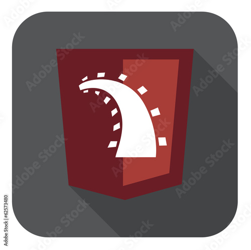 vector round icon of web shield with ruby rails road - isolated