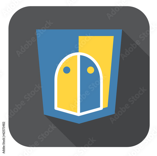 vector round icon - web shield with little snake for python prog