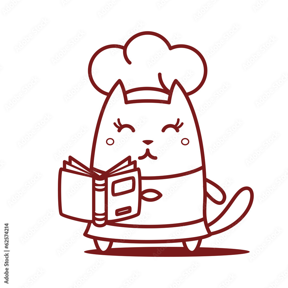 Character chef in a chef's hat line art Character chef in a chef's hat line art