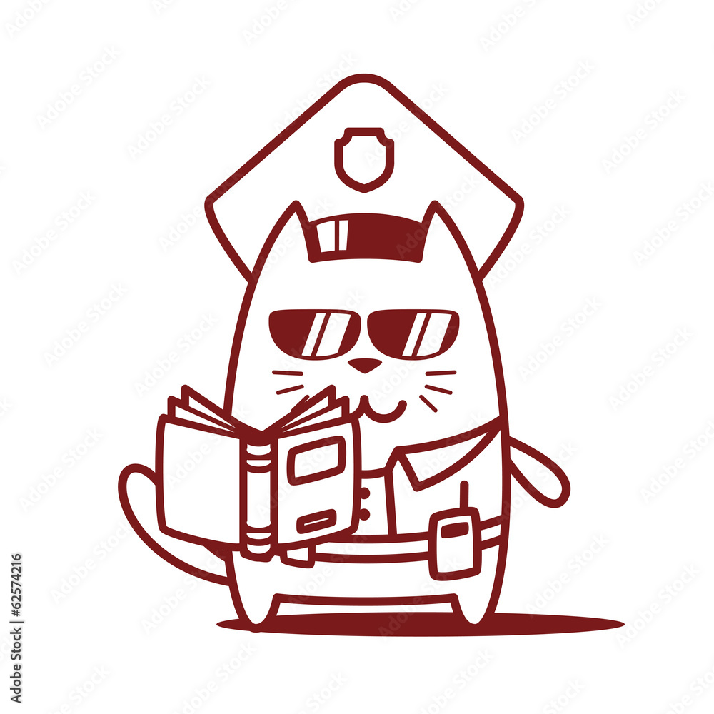Character police in officer's cap and in the form of police with Character police in officer's cap and in the form of police with