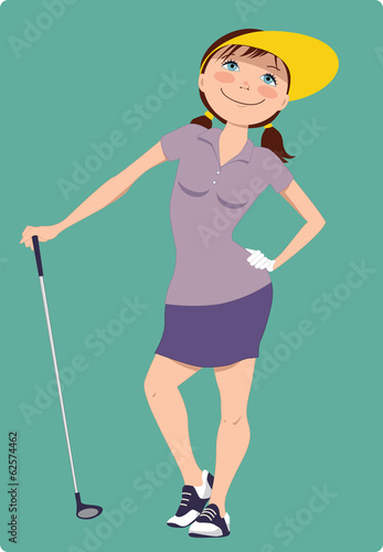 Cute cartoon golfer girl