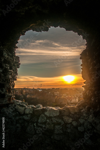 Window in medieval fortified wall