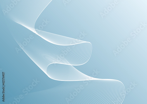 White elegant wave shape against a light blue background