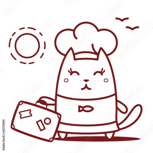 Character chef in a chef's hat line art