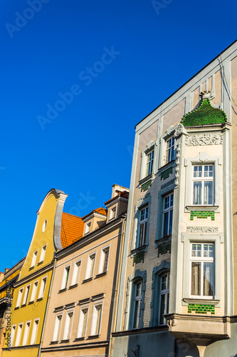 Facades of ancient tenements in Gliwice