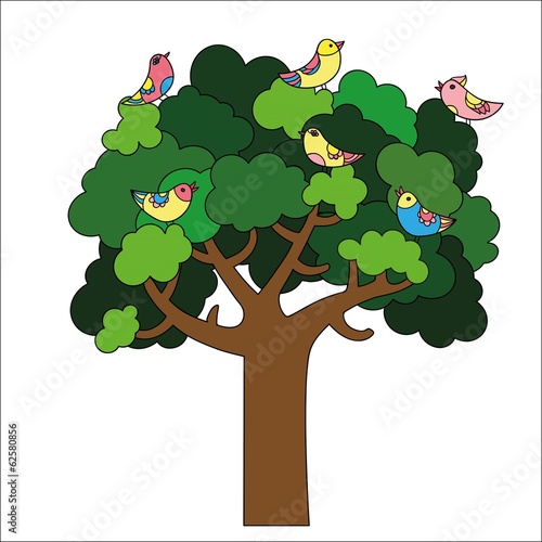 cute tree with birds