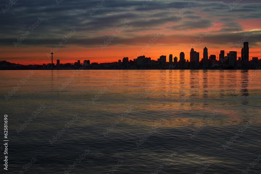 Seattle Skyline At Dawn