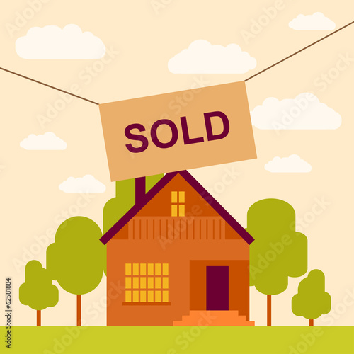 vector illustration of sold house
