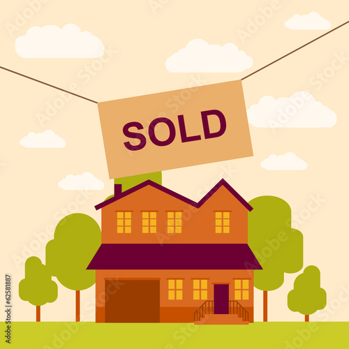 vector illustration of sold house