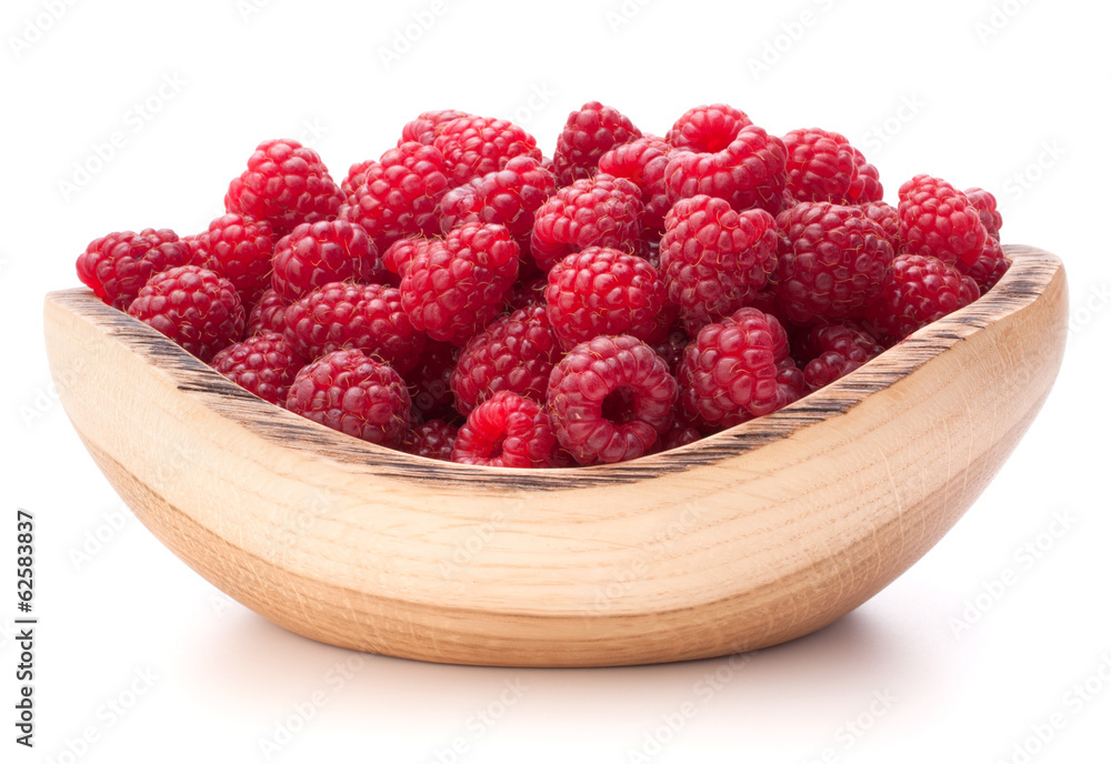 raspberries in wooden bowl raspberries in wooden bowl