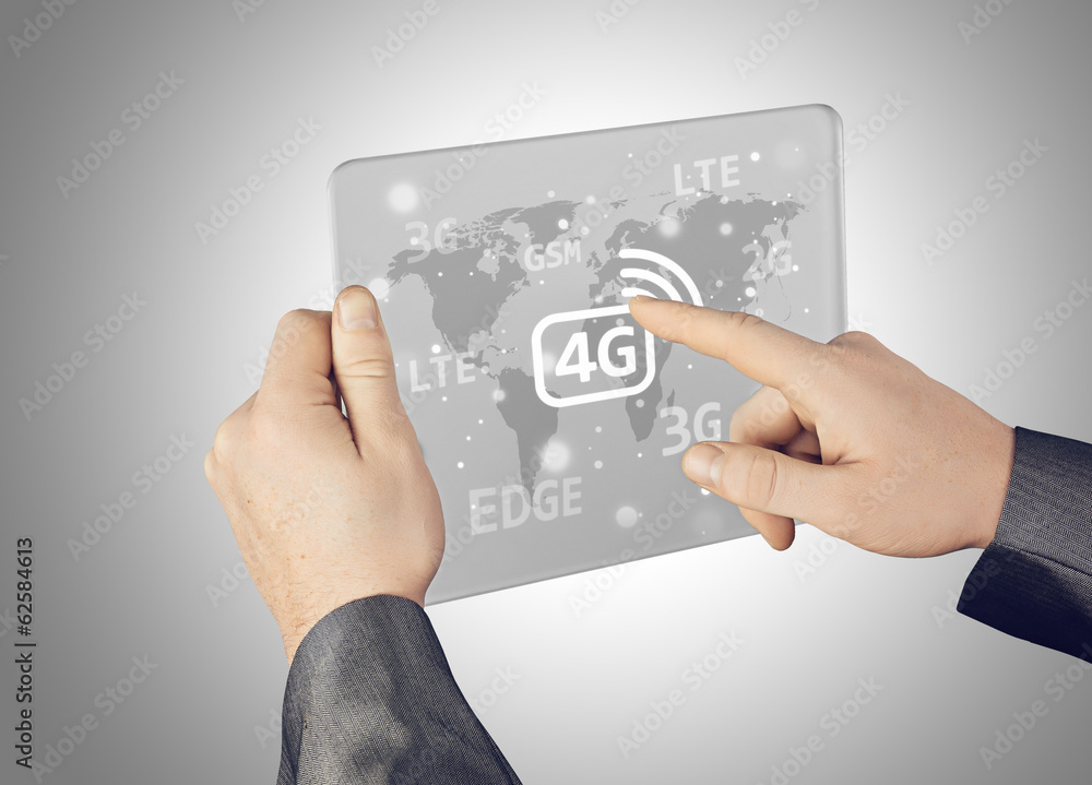Businessman pushing 4g Businessman pushing 4g
