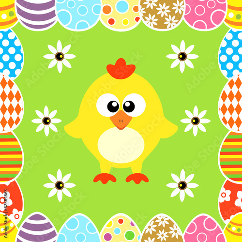 Seamless Easter background with funny chicken