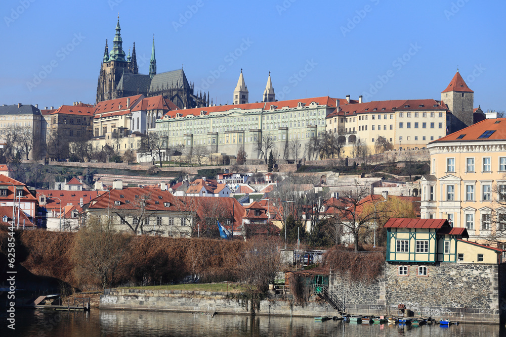 Prague gothic Castle above River Vltava, Czech Republic