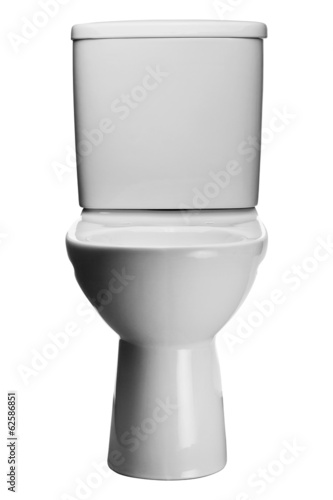 White toilet bowl isolated on a white background