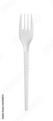 plastic disposable fork isolated on white background
