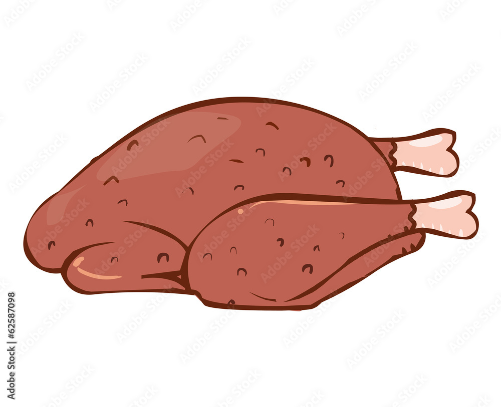 Whole roast chicken isolated illustration Whole roast chicken isolated illustration