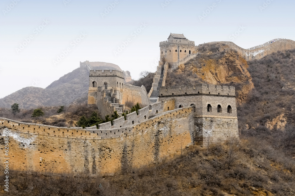 Fototapeta premium Great Wall of China with clear sky
