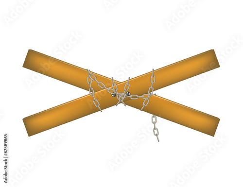 Wooden crossbar connected by chain