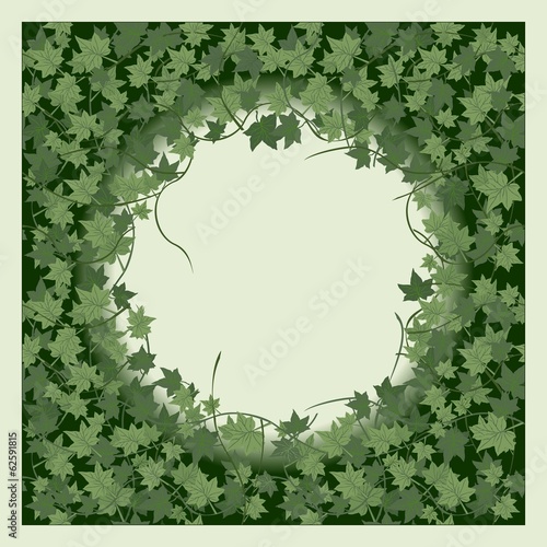 Ivy. Seamless pattern with round frame