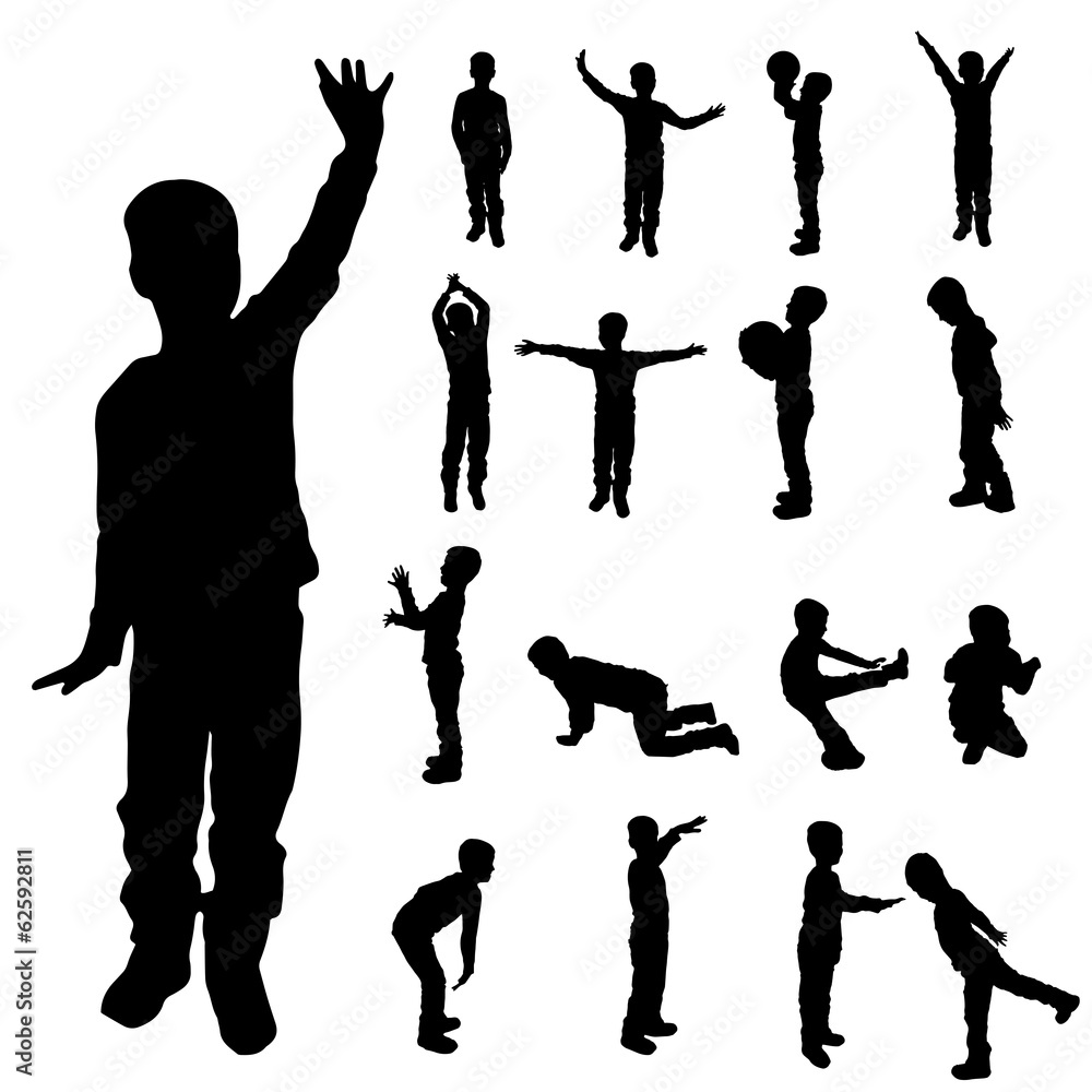 Vector silhouette of a boy. Stock Vector | Adobe Stock