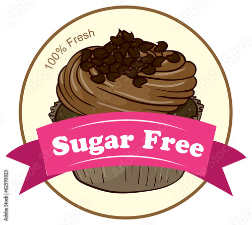 A fresh cupcake with a sugar free label