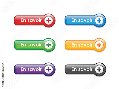 Boutons Web "EN SAVOIR +" (aide renseignements informations faq)