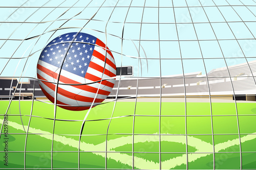 A soccer ball with the US flag