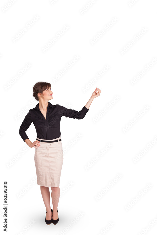 Obraz premium Young lady gesturing with copy space