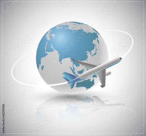Air plane around the Earth 3D style