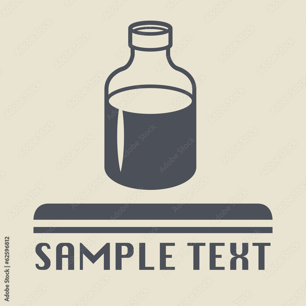 Small bottle icon or sign, vector illustration