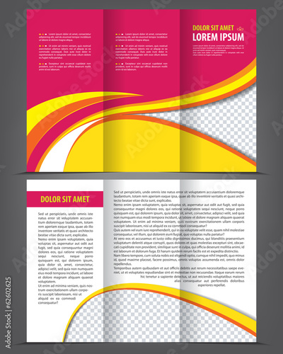 Vector trifold pink brochure print template design