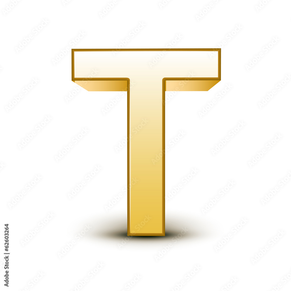 3d golden letter T