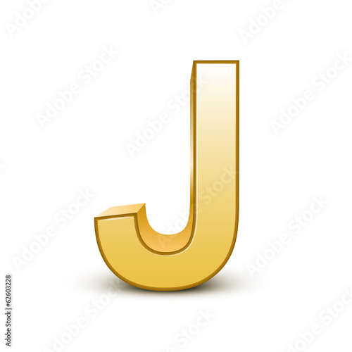 3d golden letter J