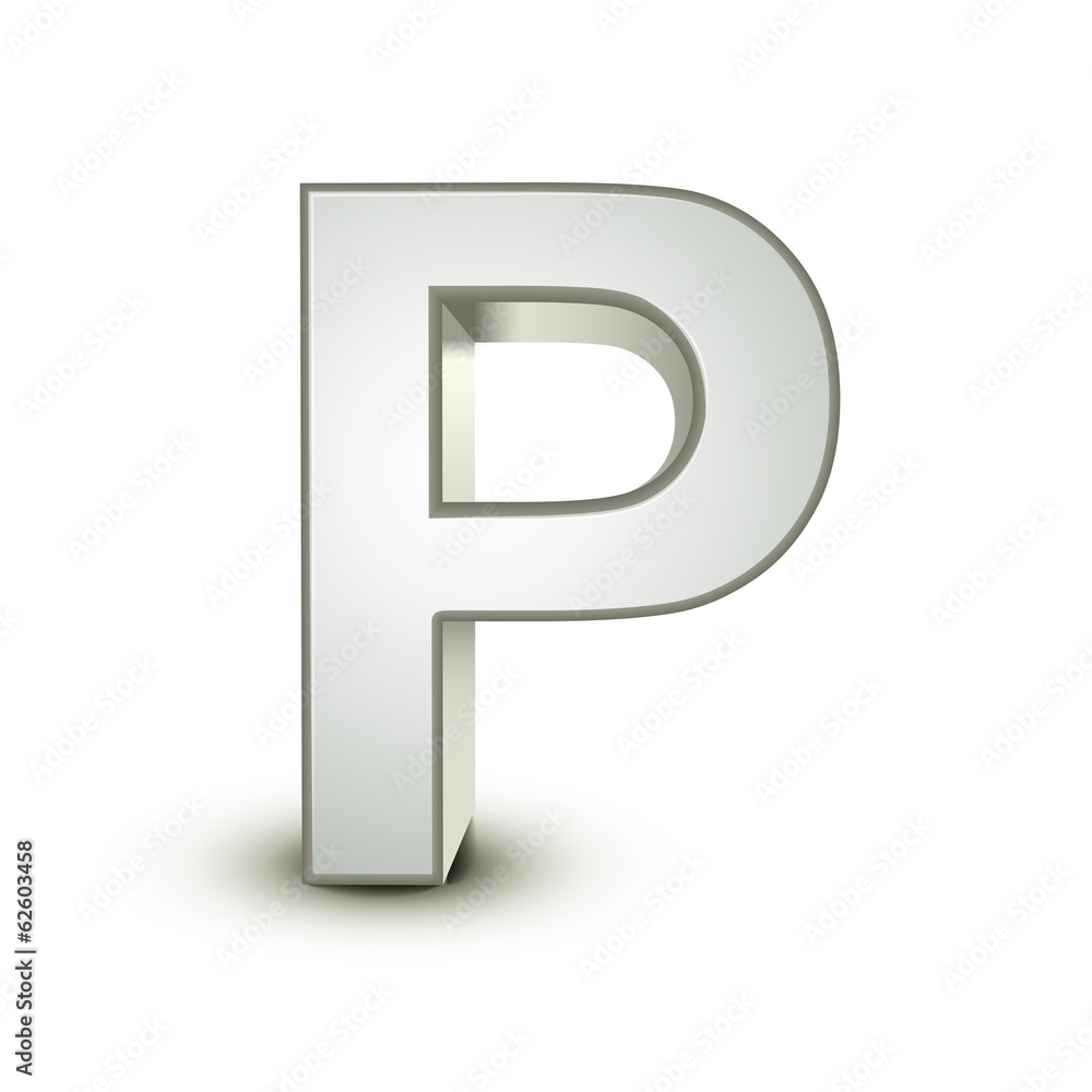 3d alphabet silver P 3d alphabet silver P