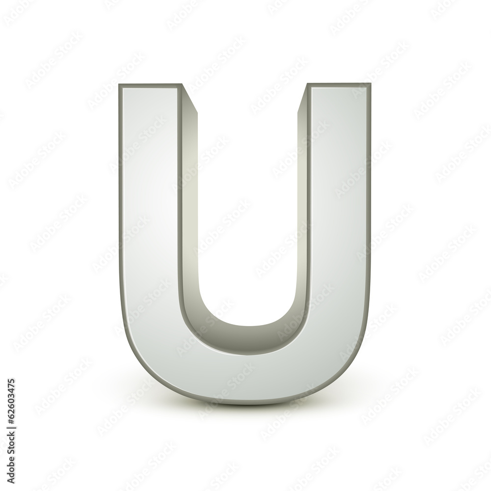 3d alphabet silver U 3d alphabet silver U
