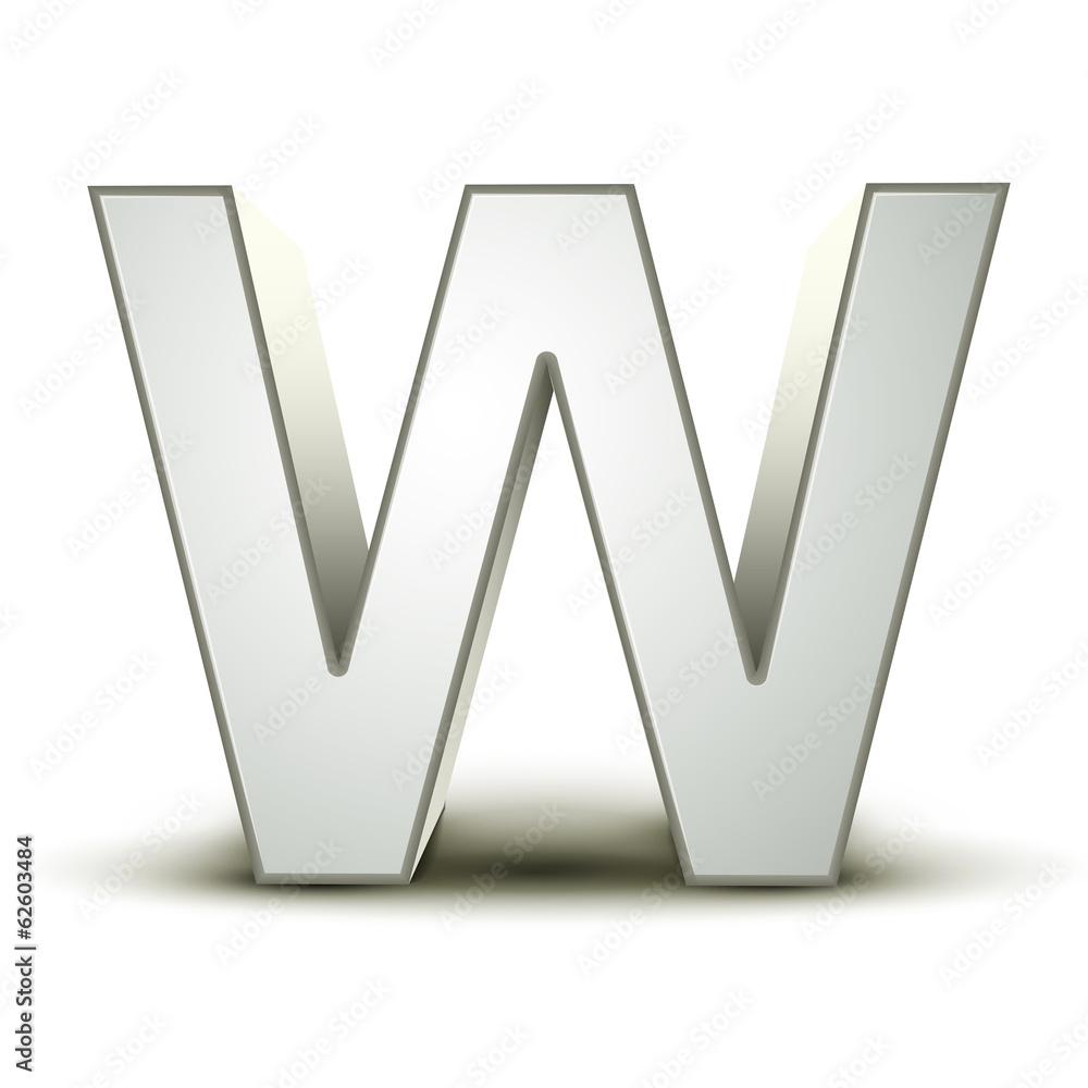 3d alphabet silver W 3d alphabet silver W