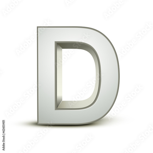 3d alphabet silver D