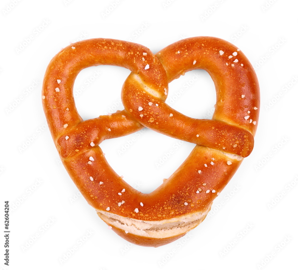 Delicious Bavarian pretzel in heart shape Delicious Bavarian pretzel in heart shape