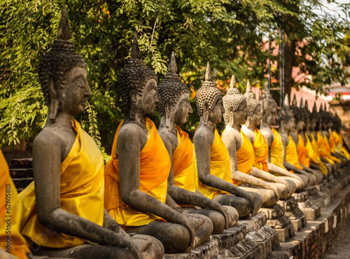 Buddha statues in old Temple Wat Thailand