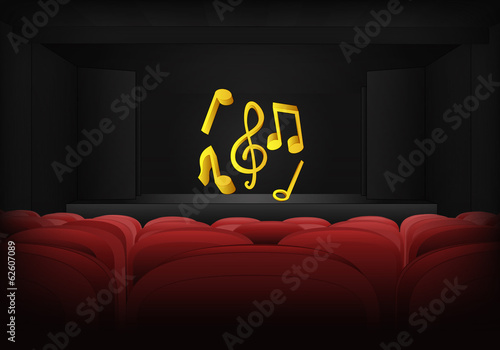 musical performance on the stage in theater interior vector