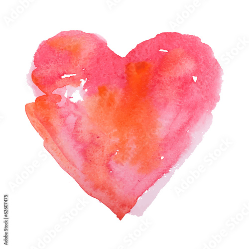 Watercolor heart, vector illustration