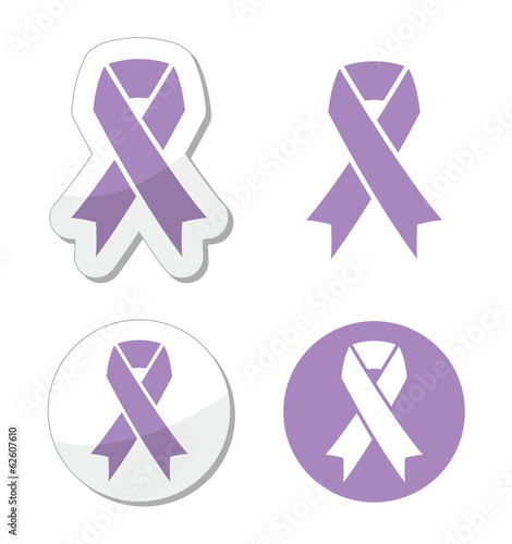 Lavender ribbon - general cancer awareness, epilepsy symbol photo