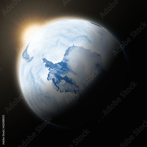 Fototapeta Naklejka Na Ścianę i Meble -  Sun over Antarctica on planet Earth